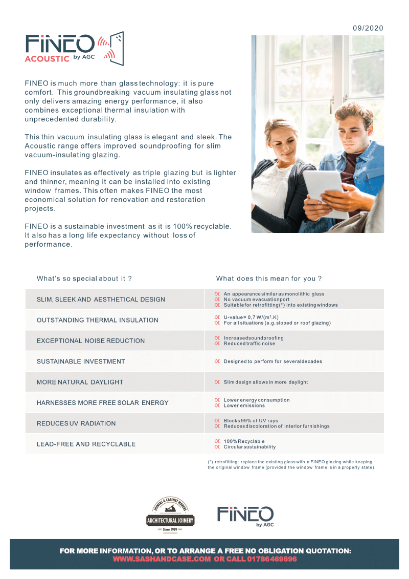Sash_and_Case_UK_tech - datasheet fineo acoustic - 1020 Fineo Glass acoustics information