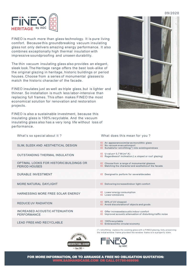 Sash_and_Case_UK_tech - datasheet fineo heritage - 1020 Fineo Glass heritage information