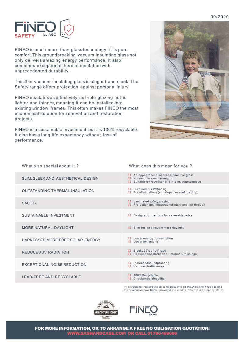Sash_and_Case_UK_tech - datasheet fineo safety -1020 Fineo Glass safety information