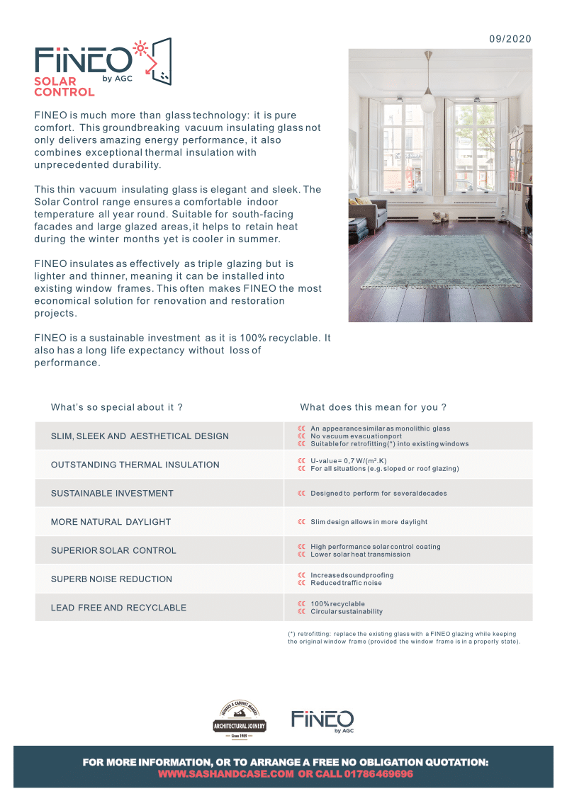 Sash_and_Case_UK_tech - datasheet fineo solar control -1020 Fineo Glass solar control information